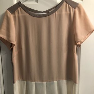 Silky colorblock peplum top